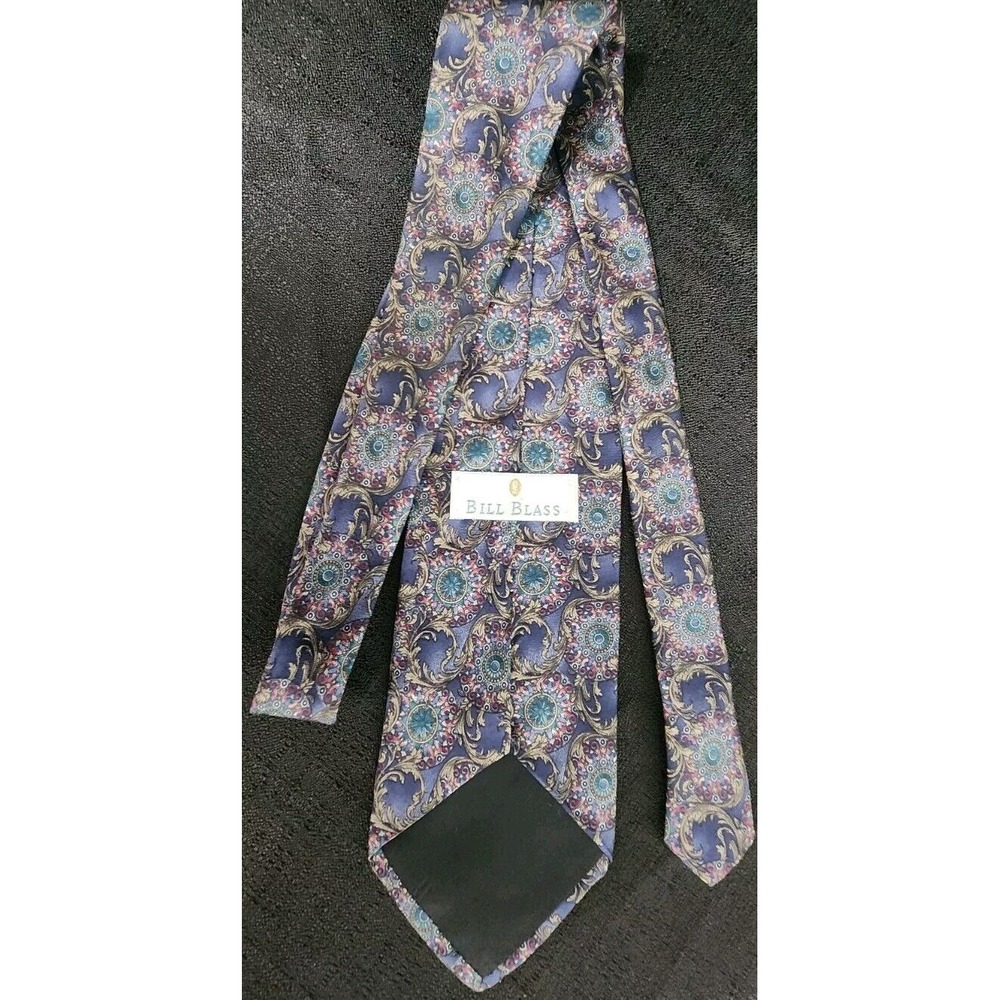 Vintage Bill Blass Floral Necktie Mens Tie Abstract Print Design 100% Silk EUC
